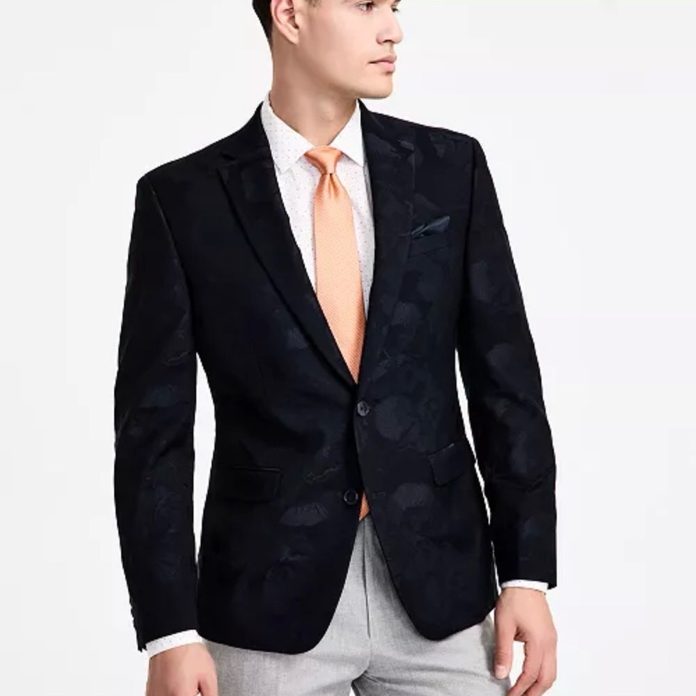 Bar III Floral Pattern Black Blazer